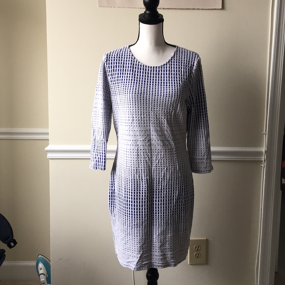 River island dot white blue shift sweater dress